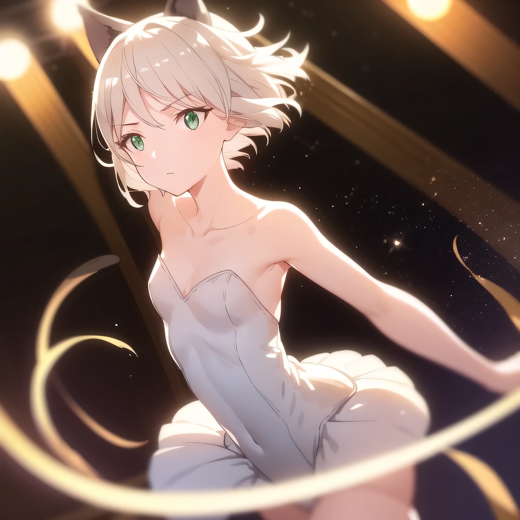 銀髪ボブでレオタードの少女３