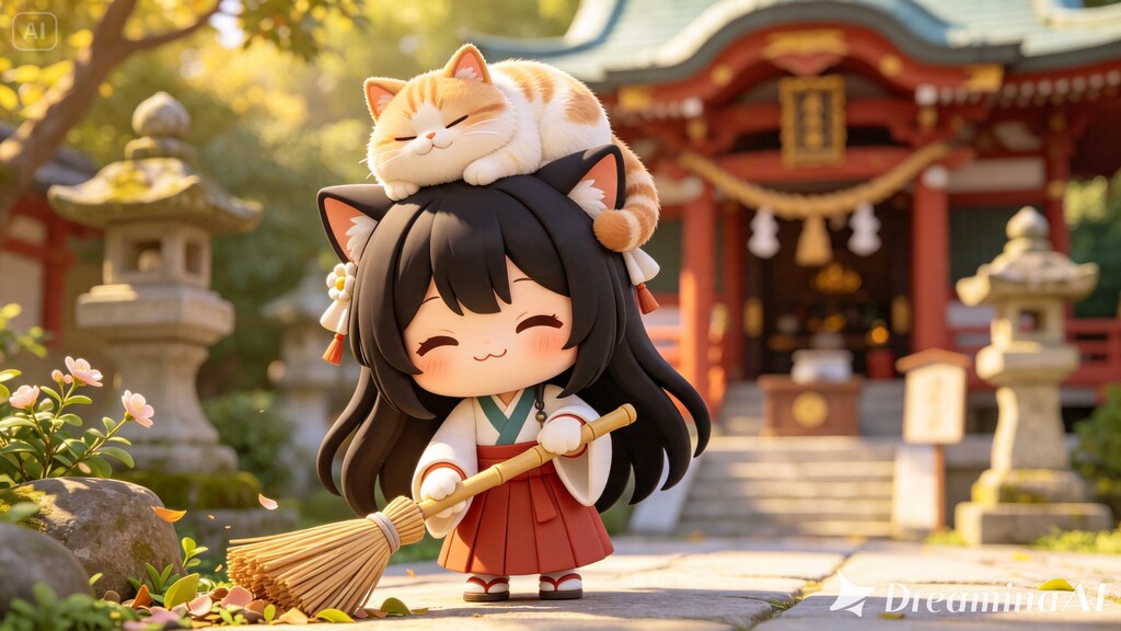 【頭の上にのせる】ねこ巫女とにゃんこ２（54/100）