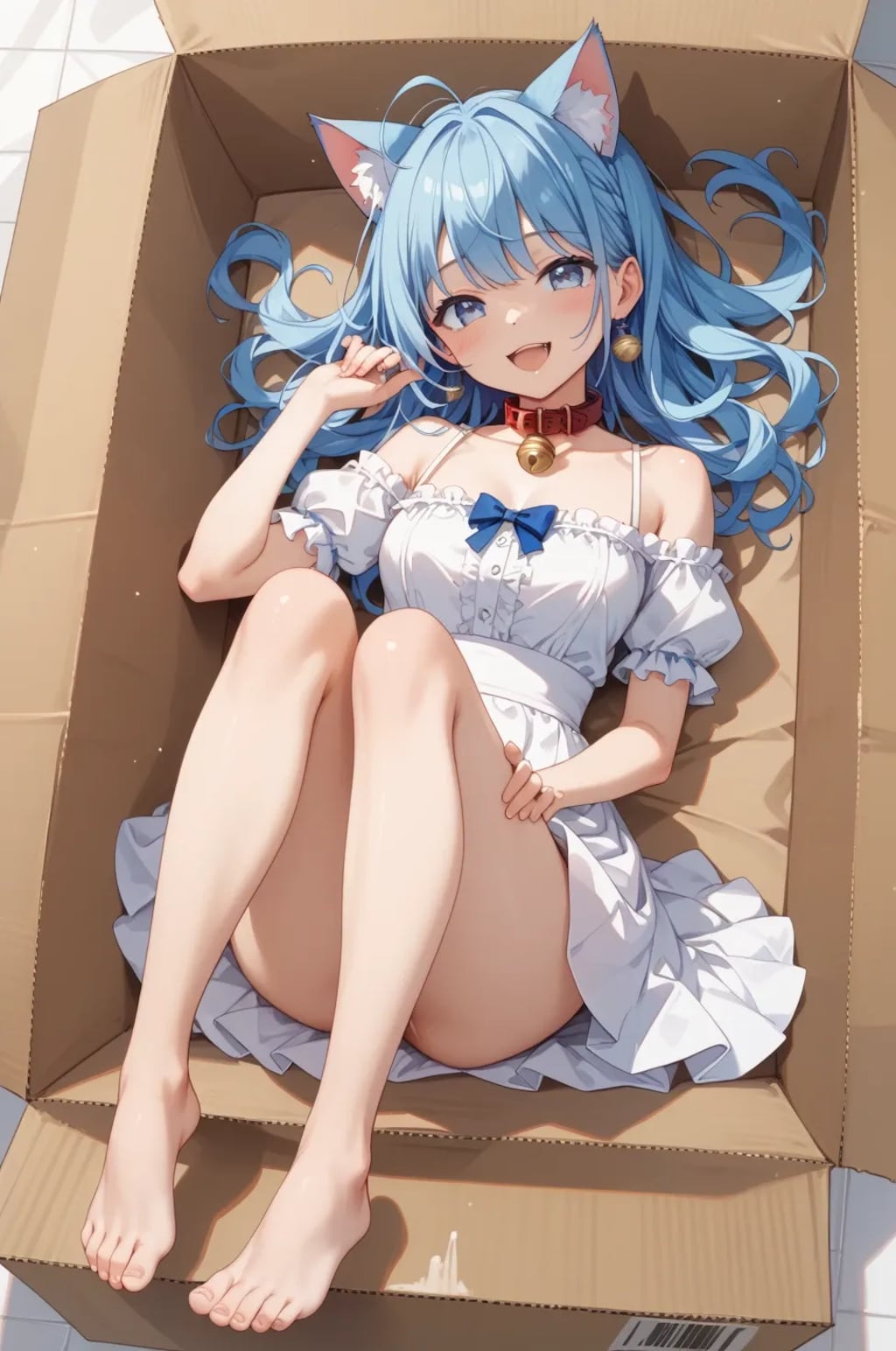 段ボールと猫耳女の子