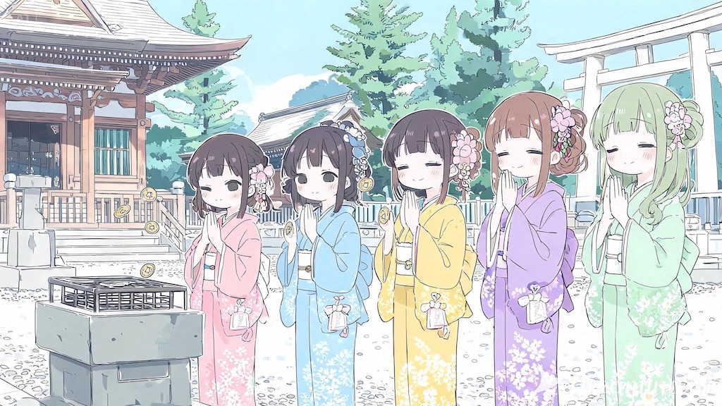 みんなで神社にお参り