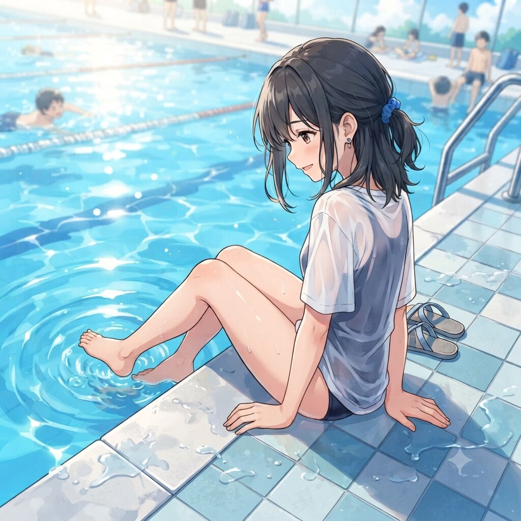 プールサイドの少女