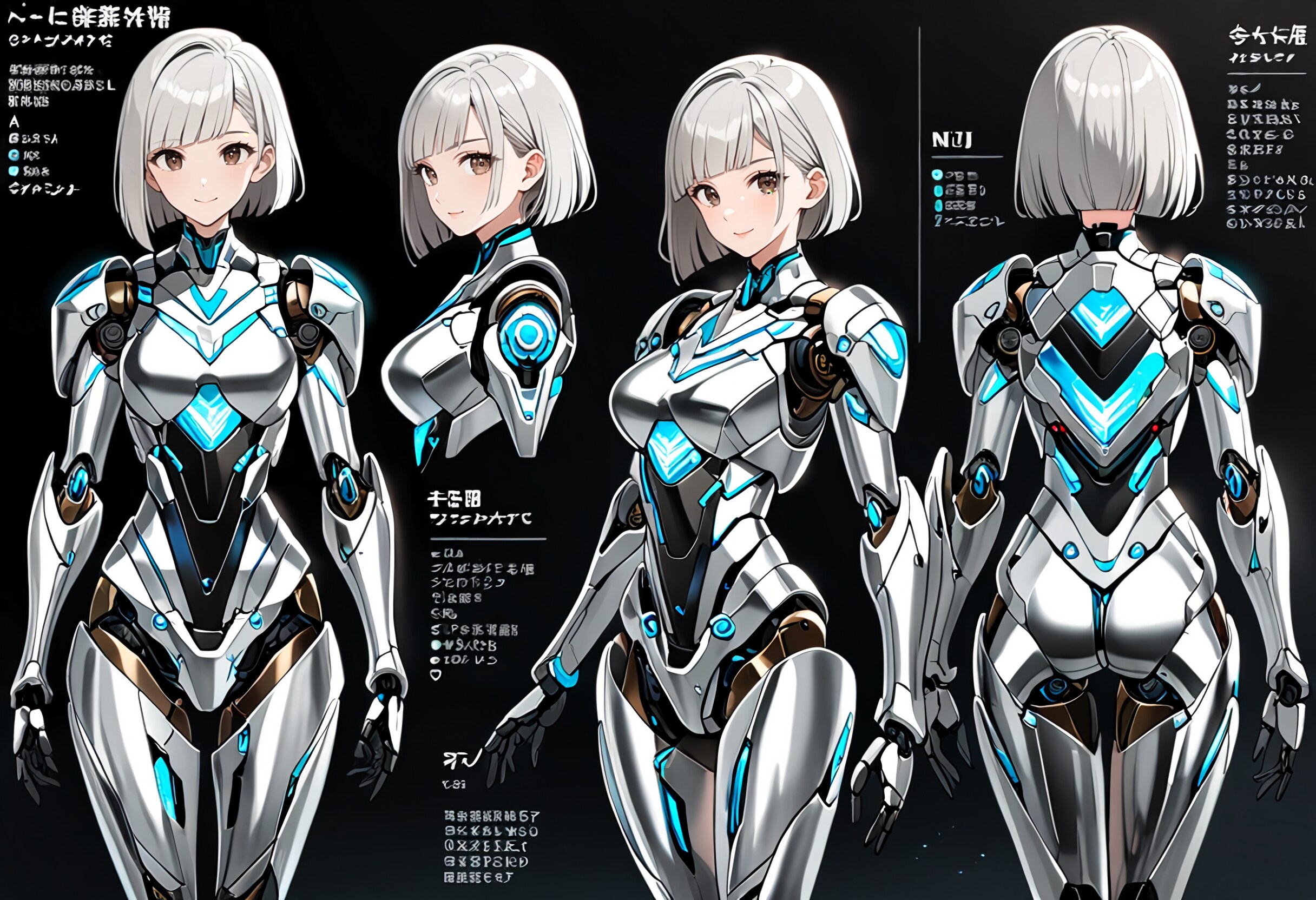 三面図にならないメカ子 | の人気AIイラスト・グラビア