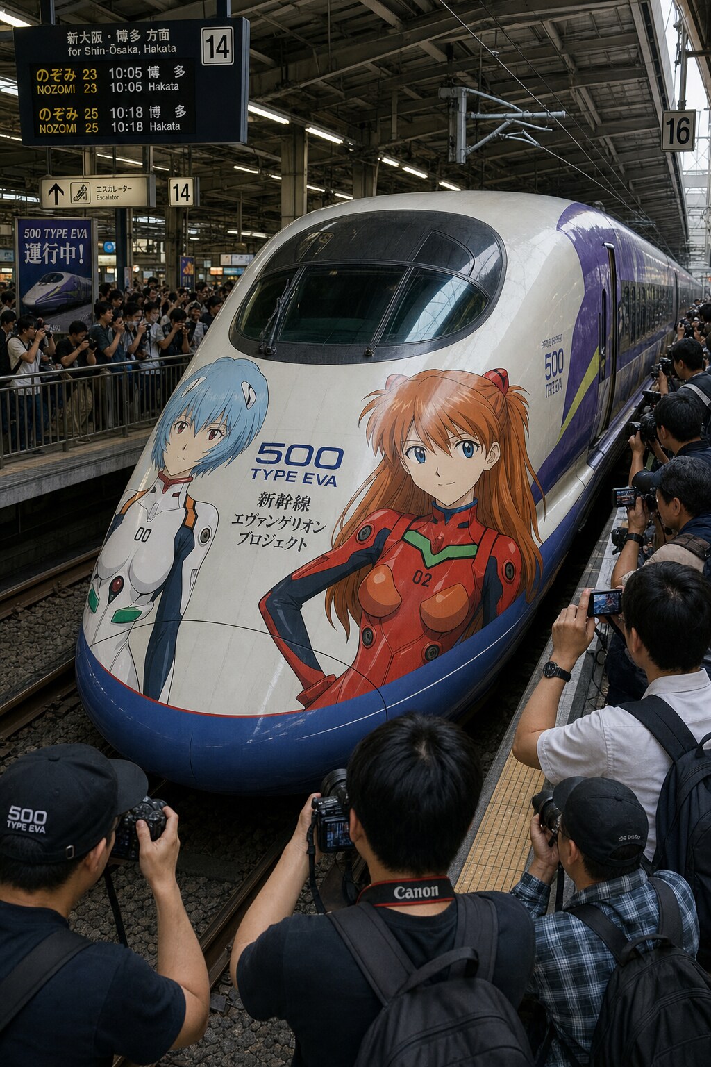 500系新幹線  (綾波と明日香のイラスト付)