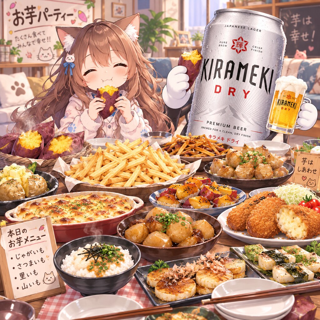 お芋パーティーの小さな女の子