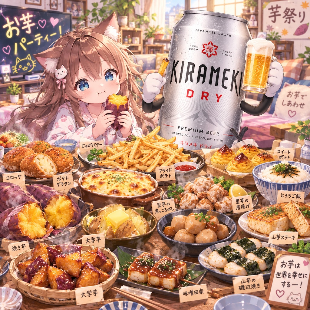 お芋パーティーの小さな女の子