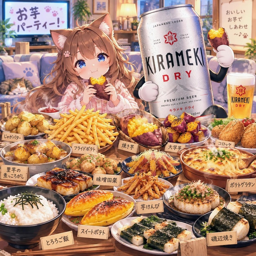 お芋パーティーの小さな女の子