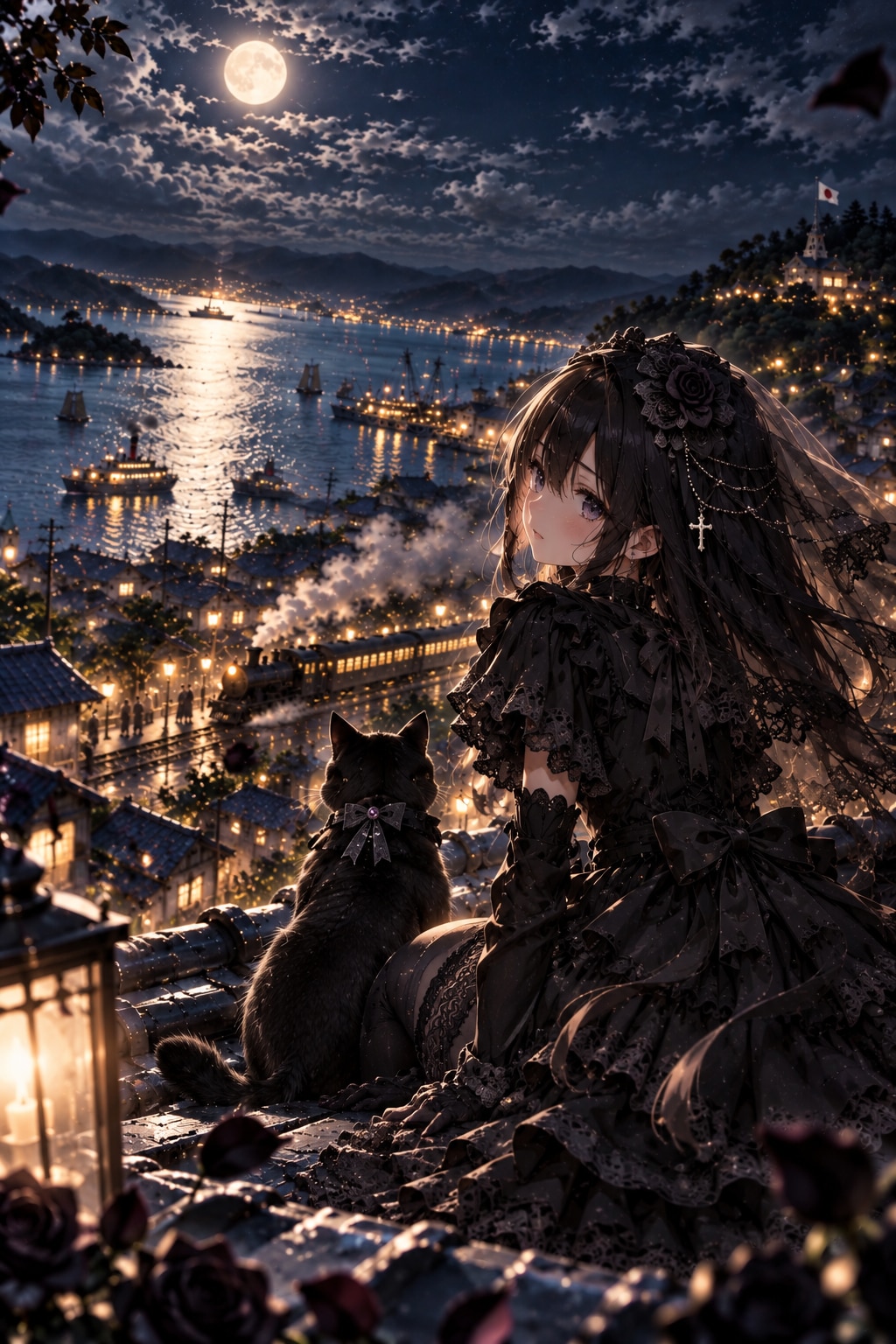 漆黒の夜、月下の弔鐘 | の人気AIイラスト・グラビア
