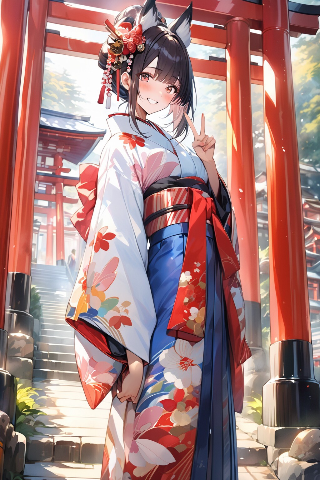 my first kimono at fushimi shrine | の人気AIイラスト・グラビア