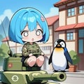 戦車に乗る青髪ちゃん 2枚目