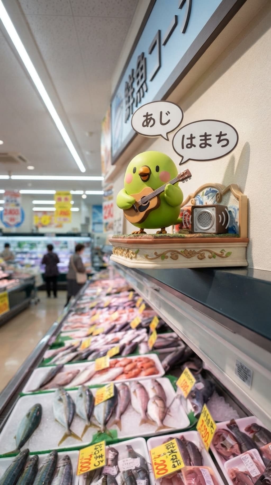 鮮魚コーナーインコ