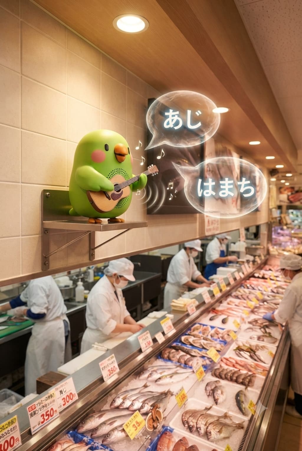 鮮魚コーナーインコ