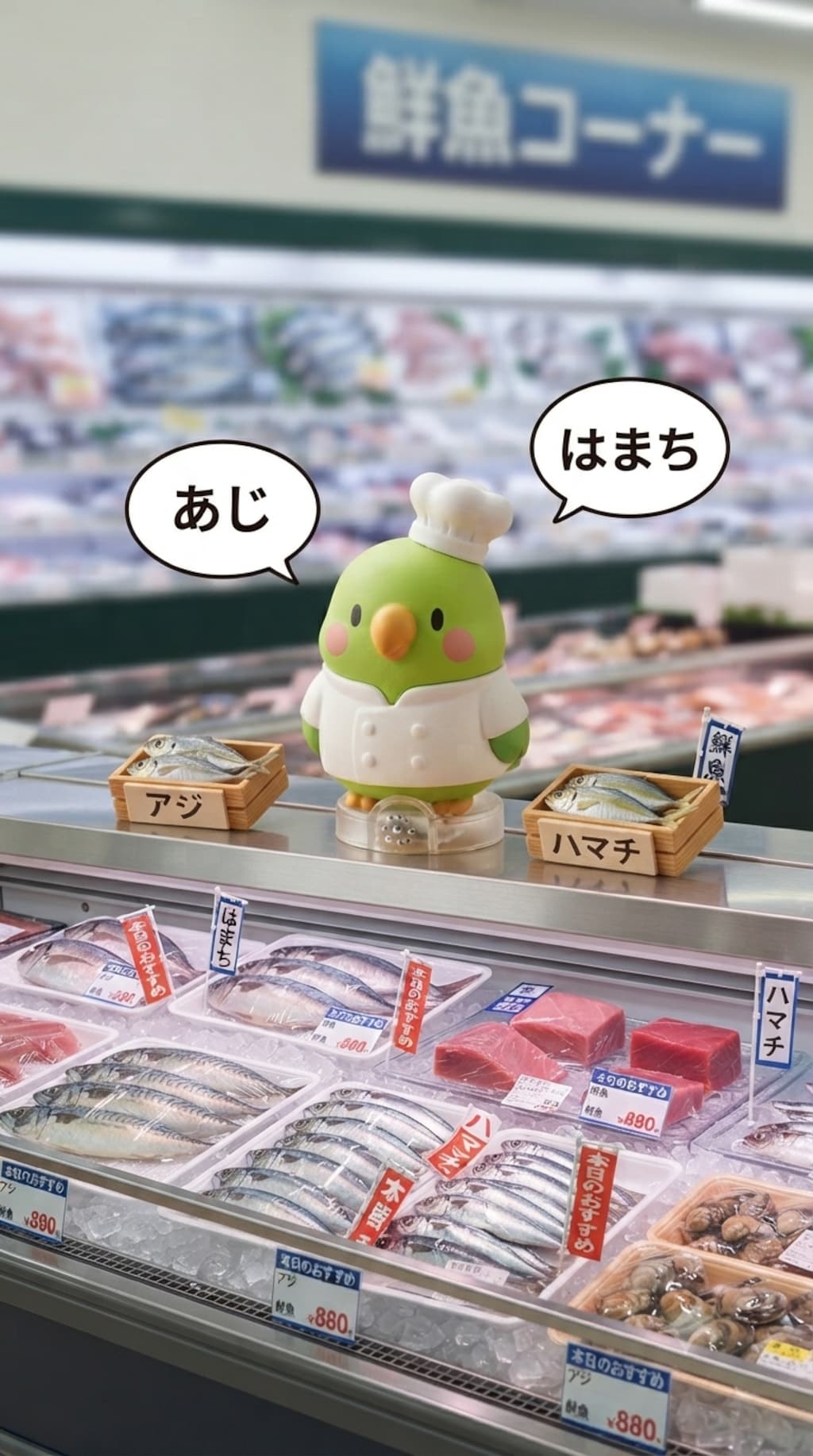 鮮魚コーナーインコ