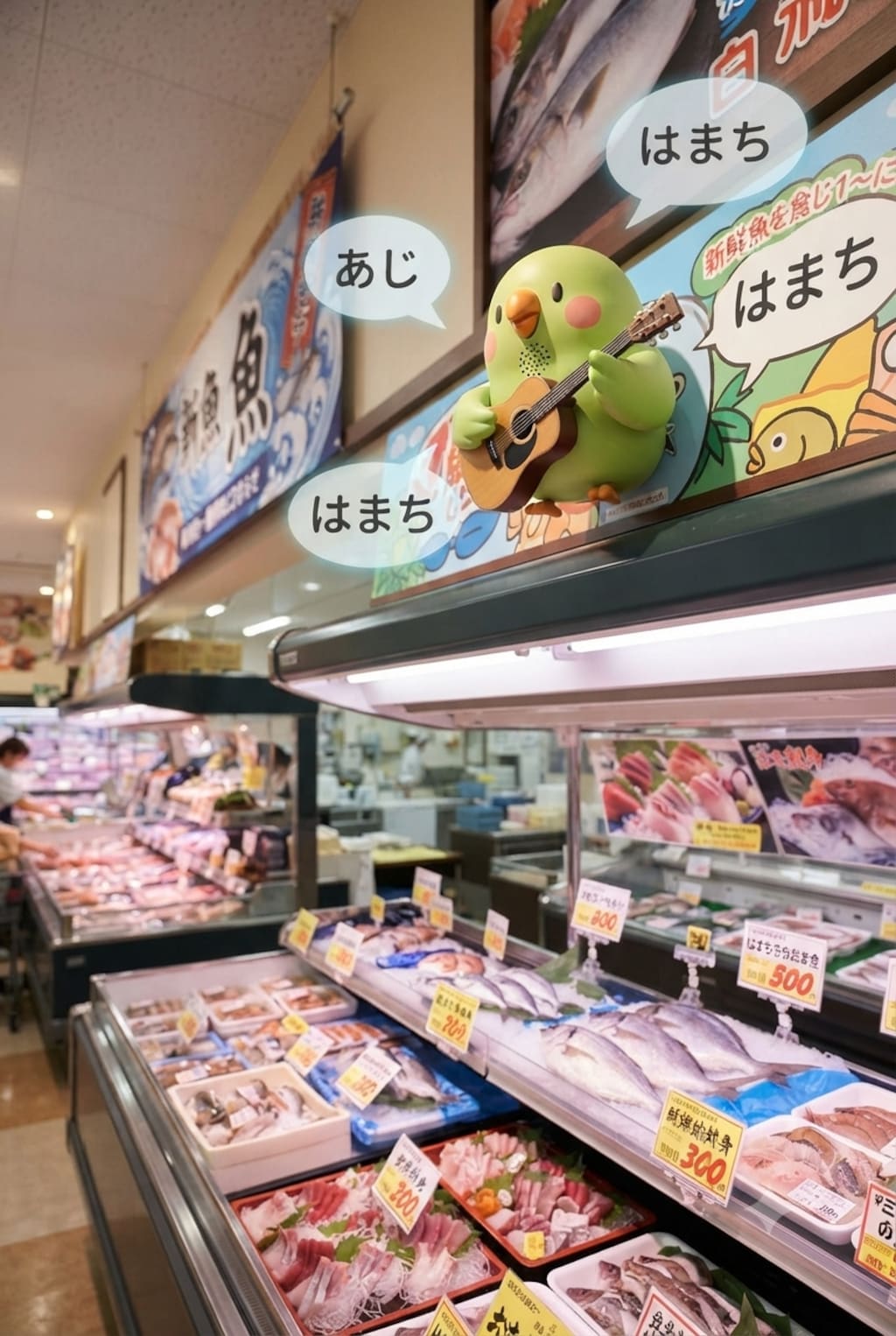 鮮魚コーナーインコ