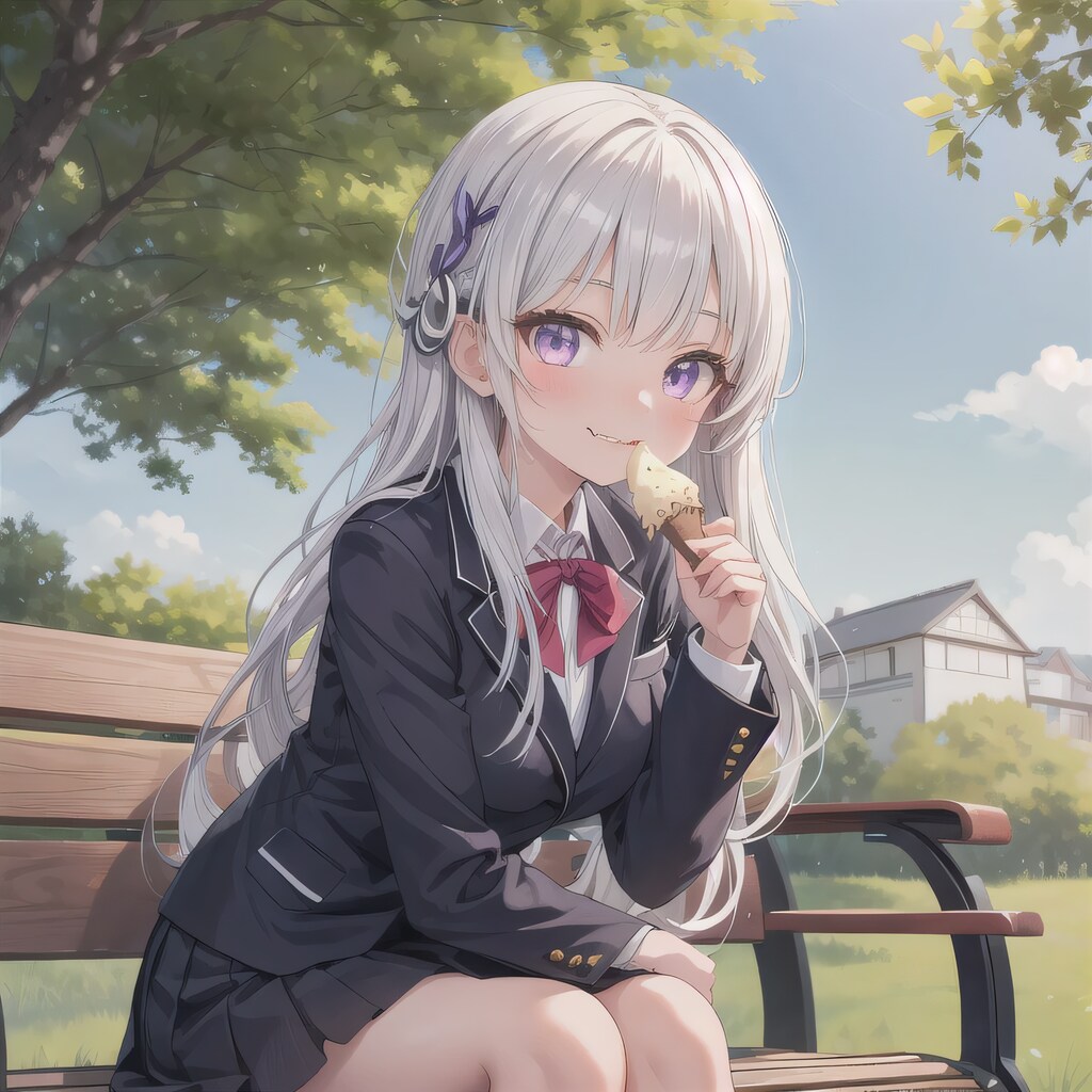 白髪ロングでブレザーの少女２