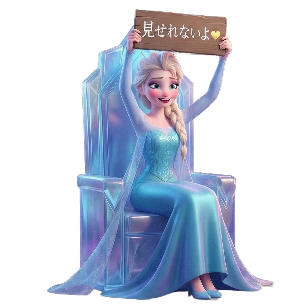 氷の女王エルサのサイン持ち「見せれないよ♡」 ポーズコレクション | の人気AIイラスト・グラビア