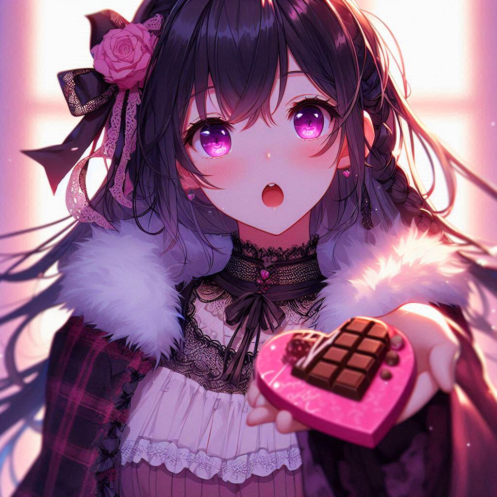 光の中の、バレンタインな黒髪ロング少女♥(5枚)