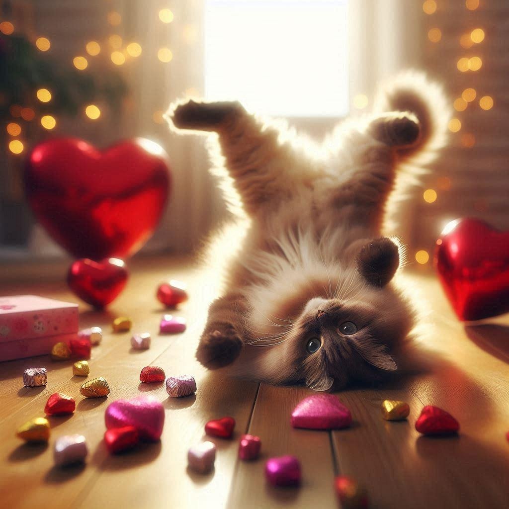 バレンタインチョコを作る猫