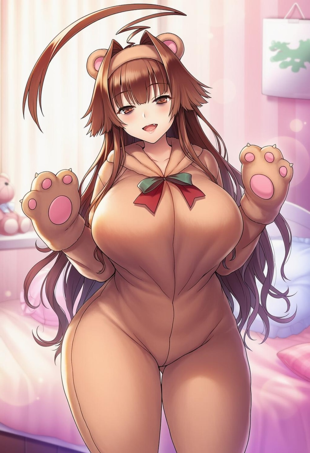 目のクマ着ぐるみコスプレ軽巡洋艦人妻