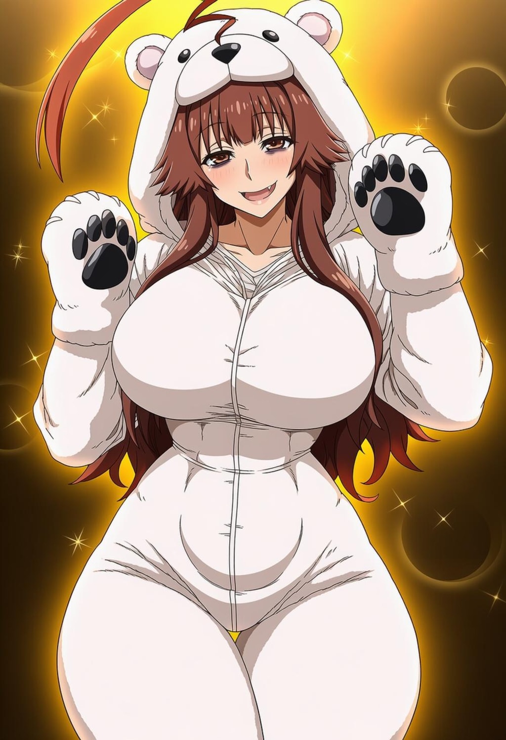 目のクマ着ぐるみコスプレ軽巡洋艦人妻