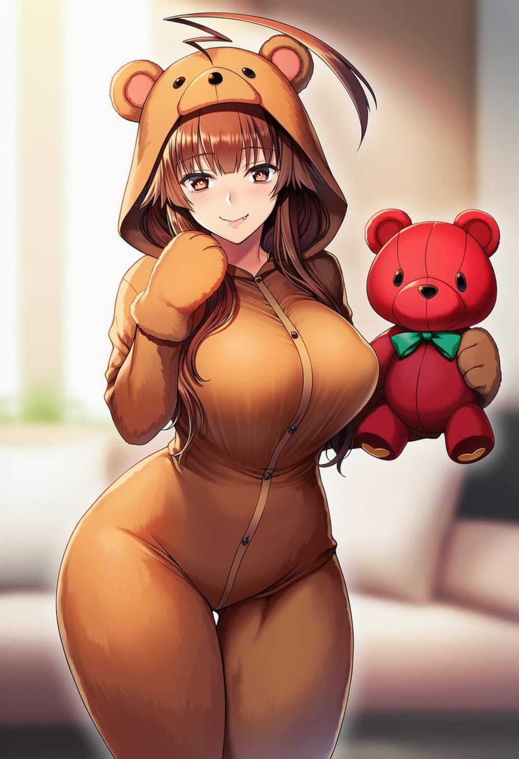 目のクマ着ぐるみコスプレ軽巡洋艦人妻