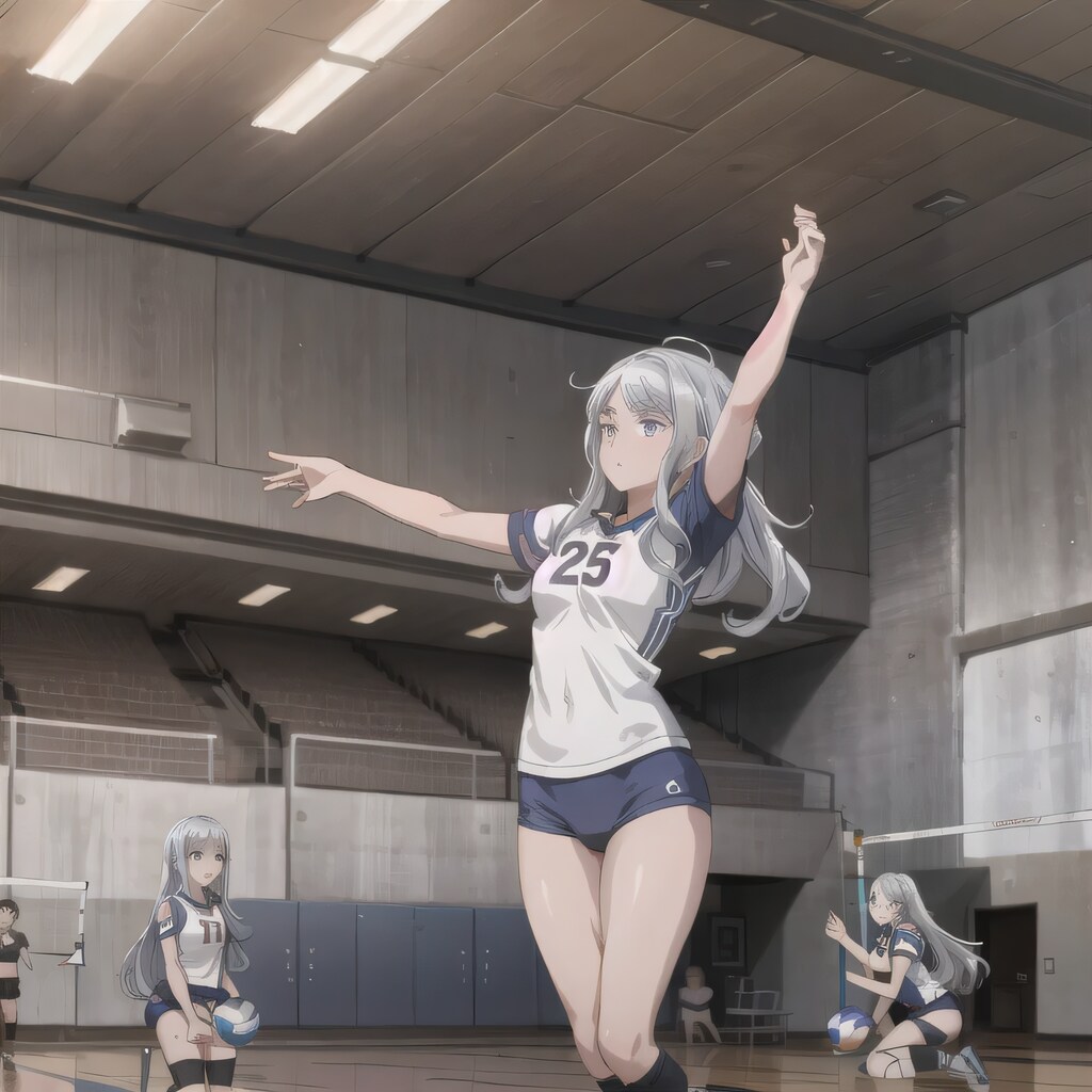 銀髪ロングでユニフォームの少女１９