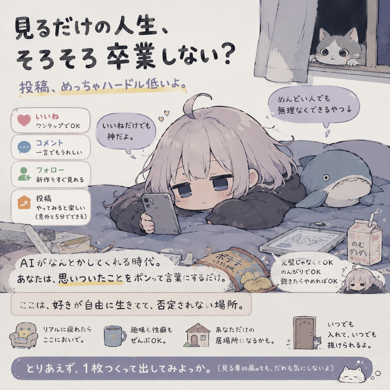 投稿に誘うやつ12パターン | の人気AIイラスト・グラビア
