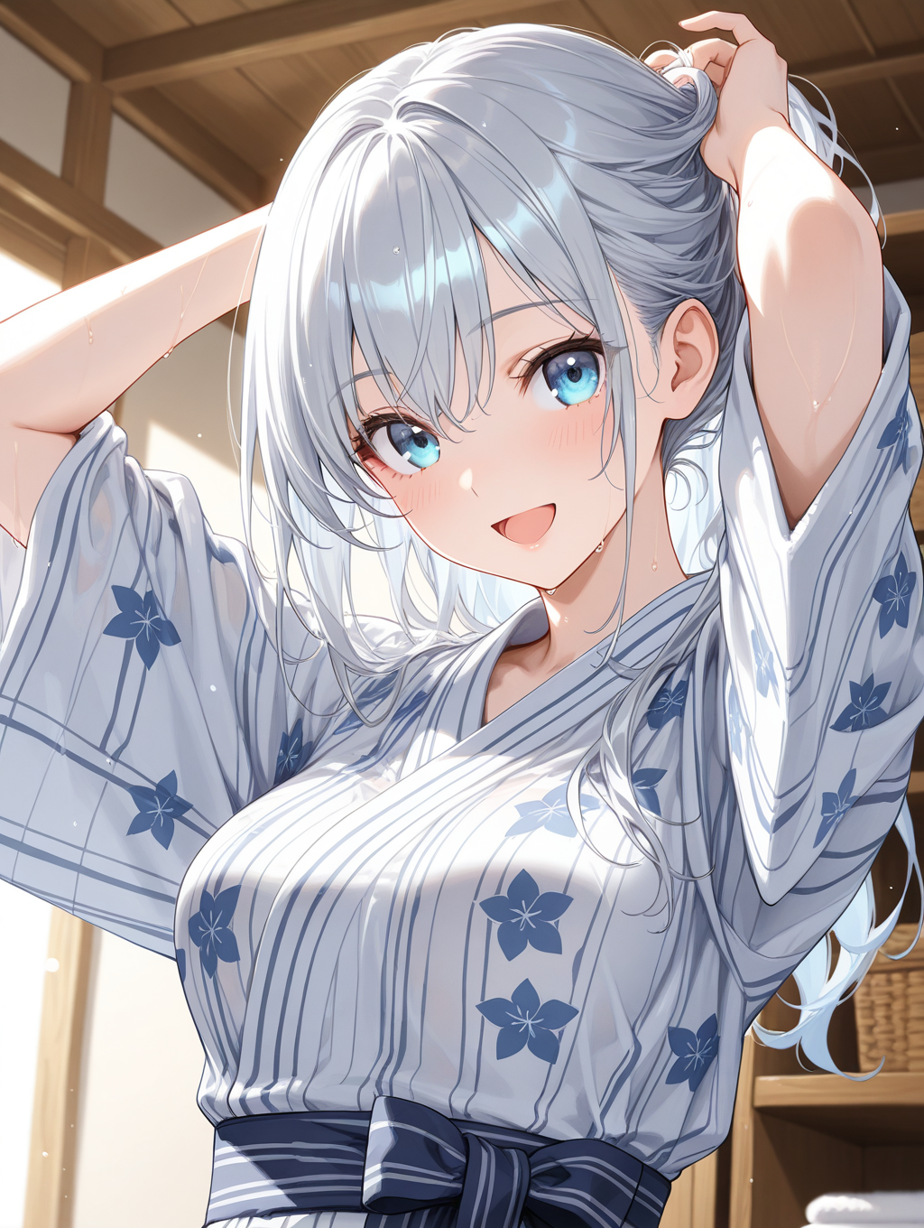 うちの子澄華(同級生) 温泉上がりに髪を乾かしている〇〇ちゃんシリーズ