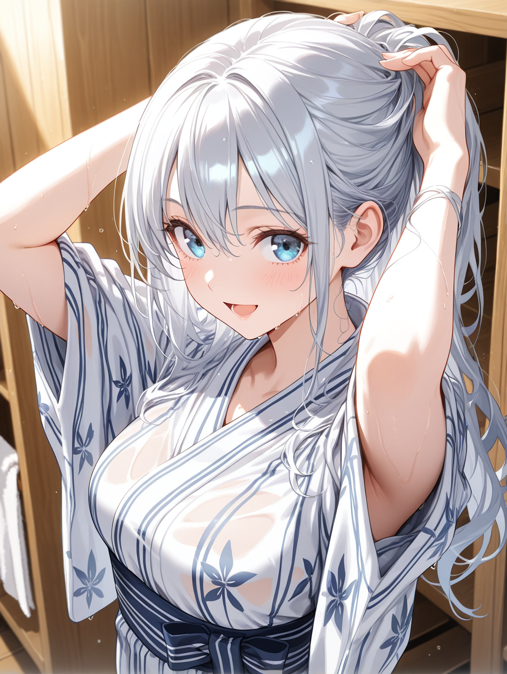 うちの子澄華(同級生) 温泉上がりに髪を乾かしている〇〇ちゃんシリーズ