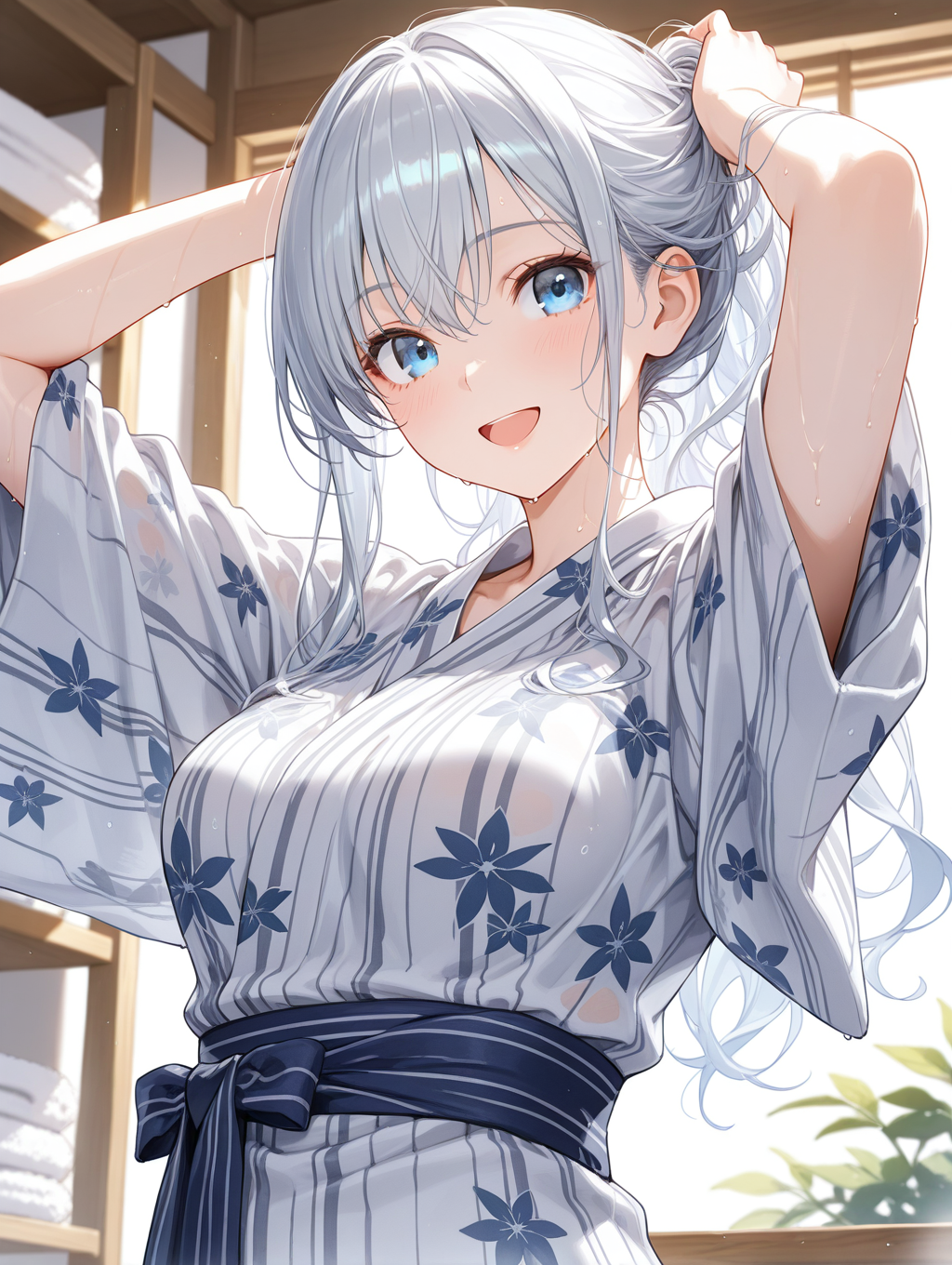 うちの子澄華(同級生) 温泉上がりに髪を乾かしている〇〇ちゃんシリーズ