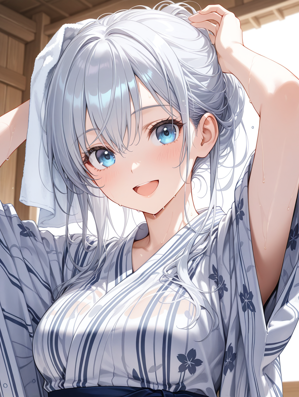 うちの子澄華(同級生) 温泉上がりに髪を乾かしている〇〇ちゃんシリーズ