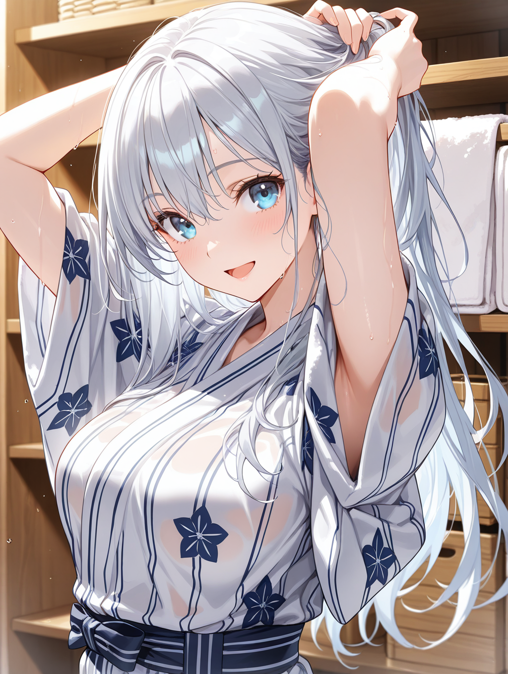 うちの子澄華(同級生) 温泉上がりに髪を乾かしている〇〇ちゃんシリーズ