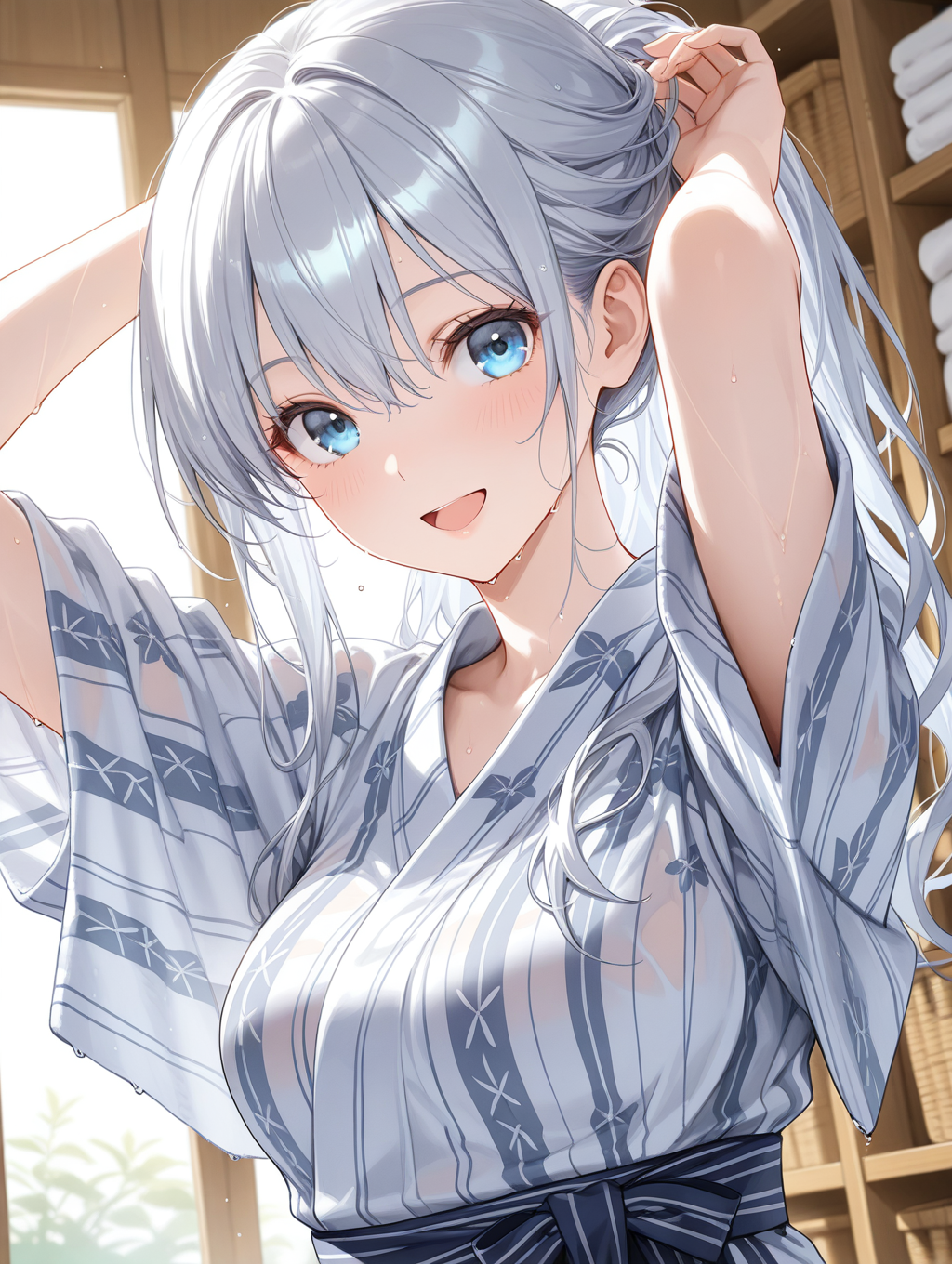 うちの子澄華(同級生) 温泉上がりに髪を乾かしている〇〇ちゃんシリーズ