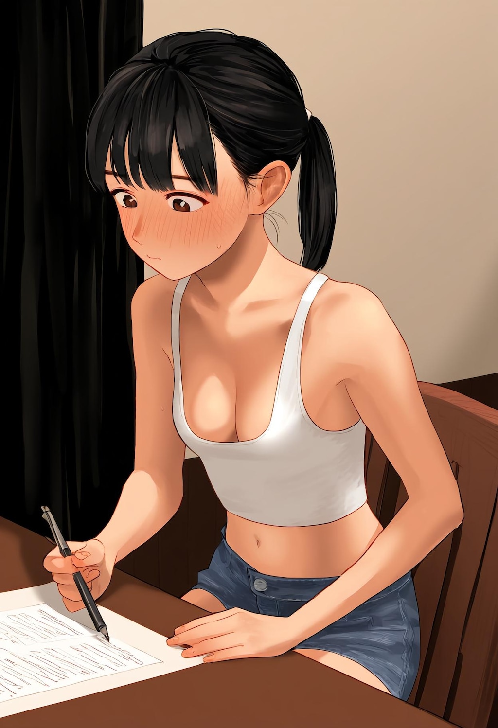 ラブレターを書いている恋する少女