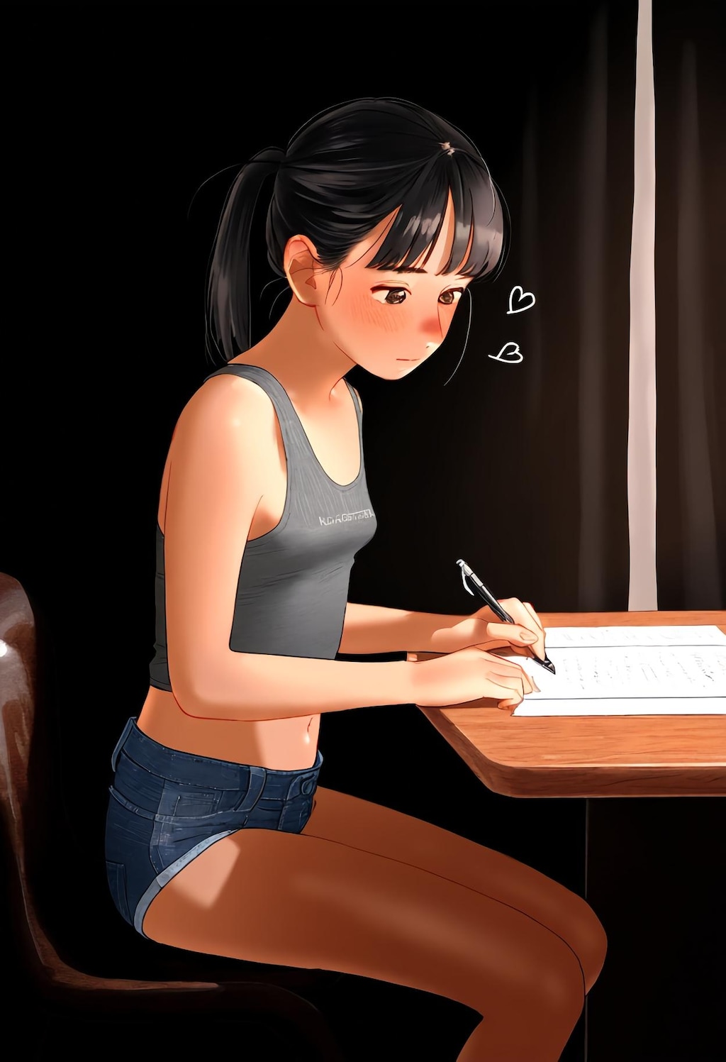 ラブレターを書いている恋する少女