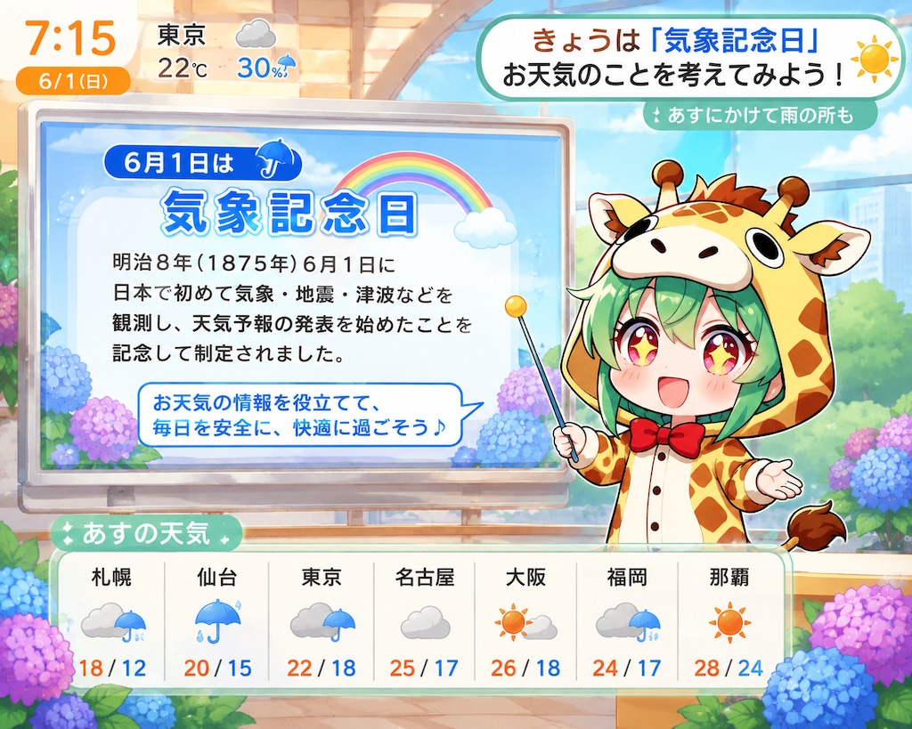 天気雨とキリン着ぐるみちび子ちゃん