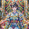 プロンプト: 着物を着たディープラーニング 2枚目
