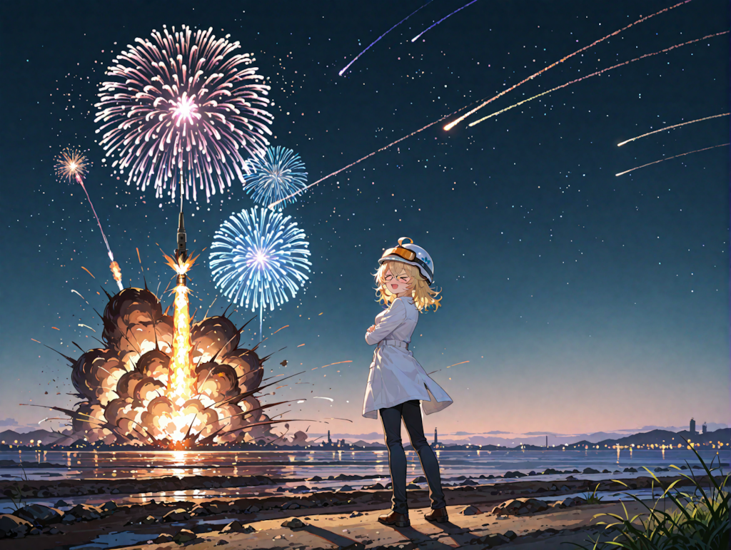 打ち上げ花火とロケット