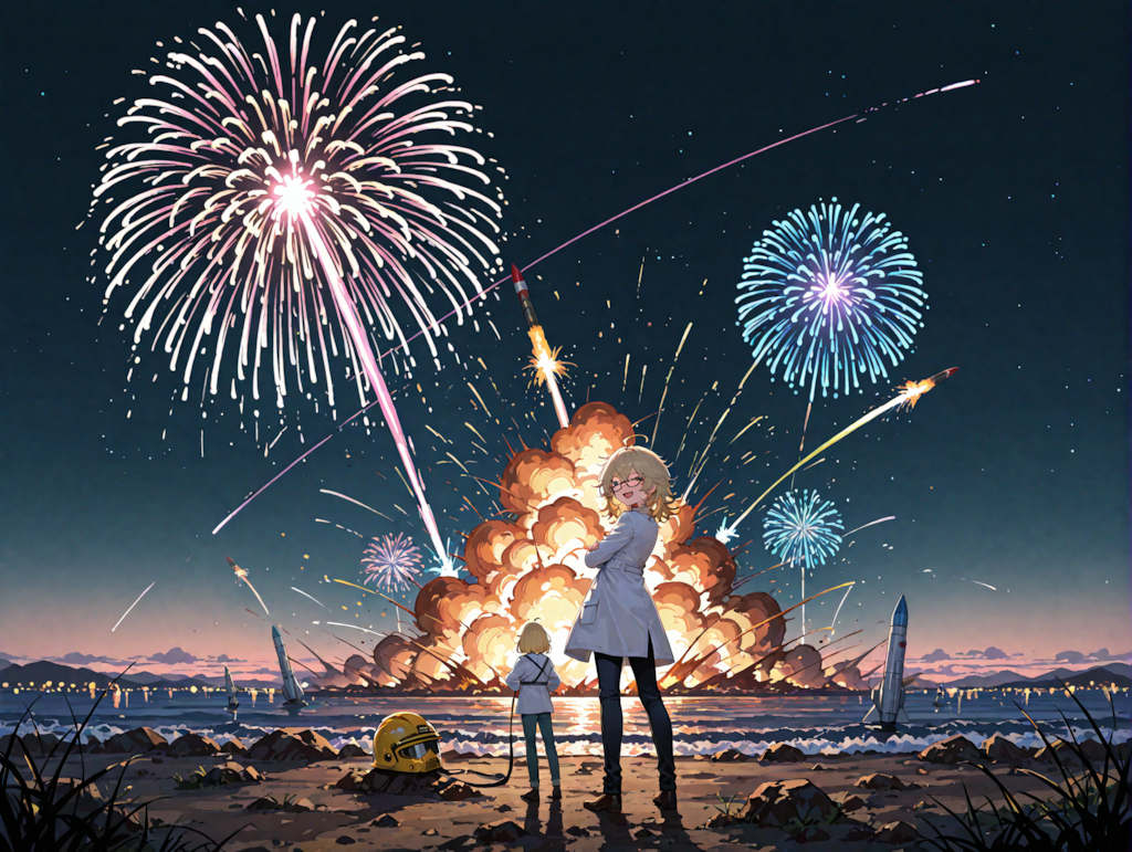 打ち上げ花火とロケット