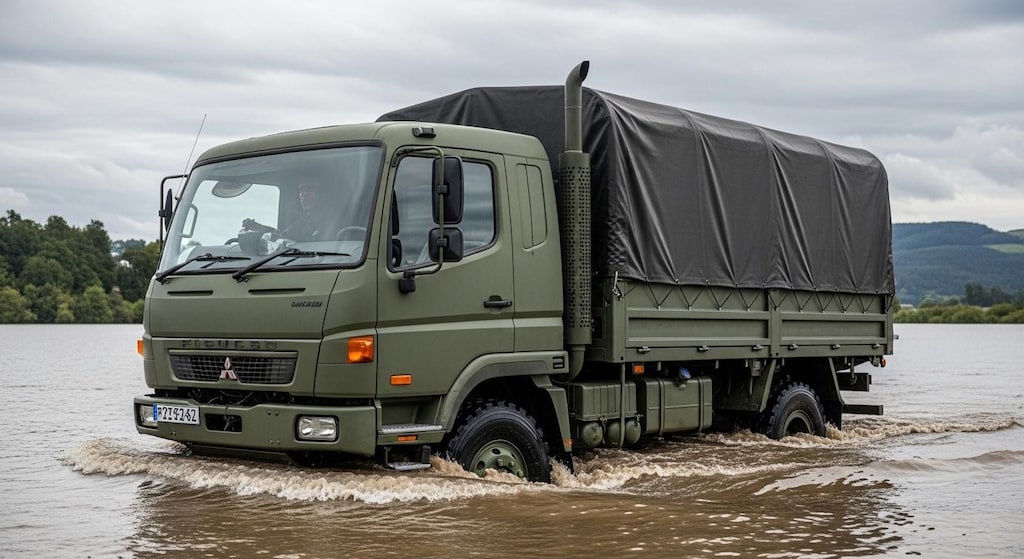 三菱ふそうトラック川渡り