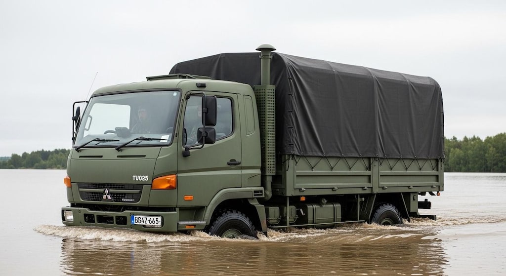 三菱ふそうトラック川渡り