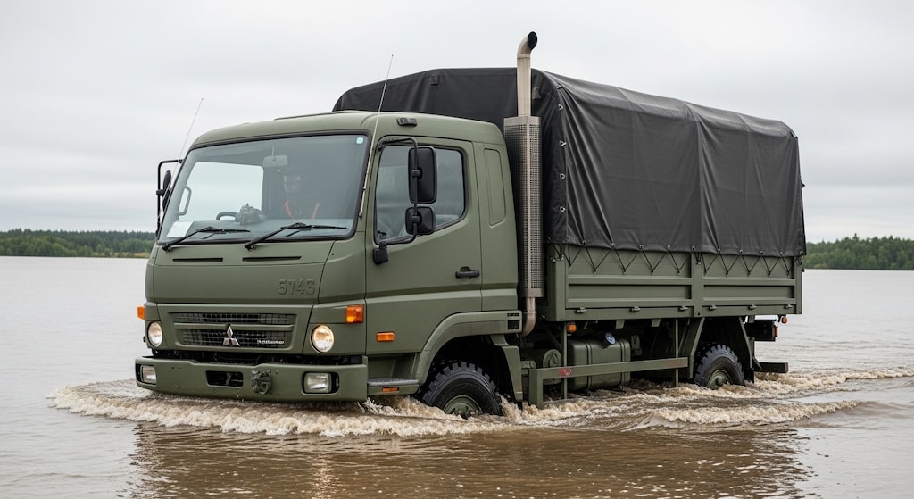 三菱ふそうトラック川渡り
