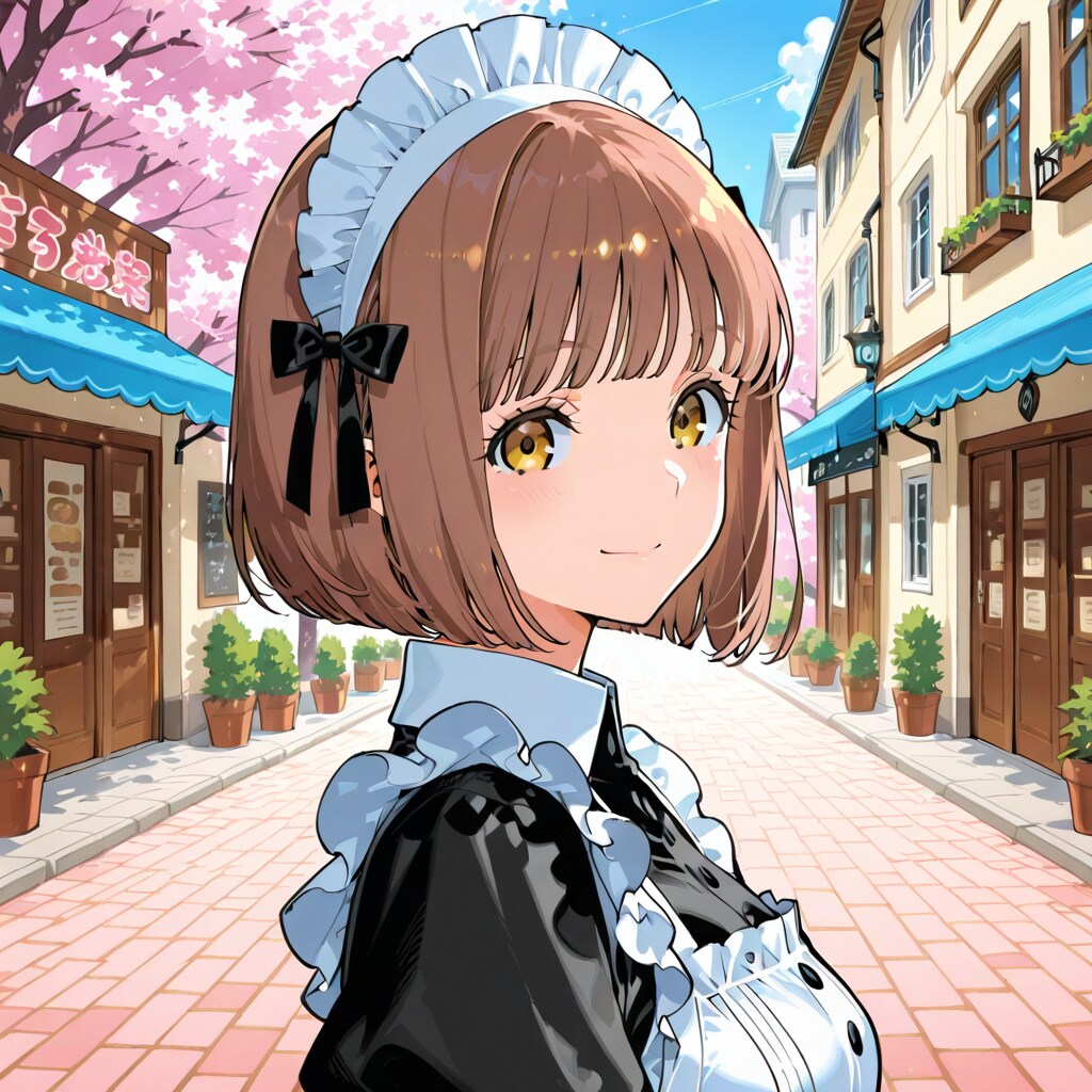 桜見頃のメイドさん | の人気AIイラスト・グラビア