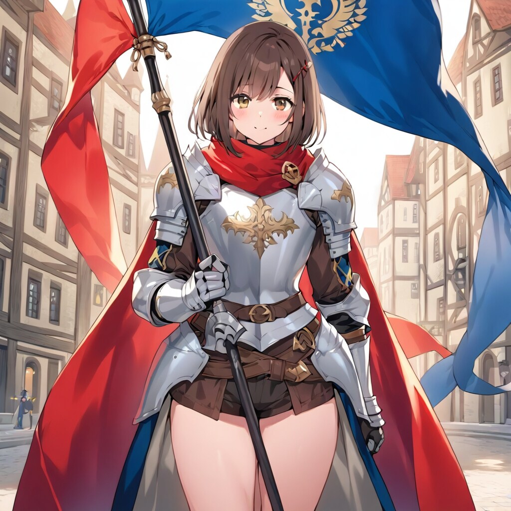 旗を持つ騎士の少女