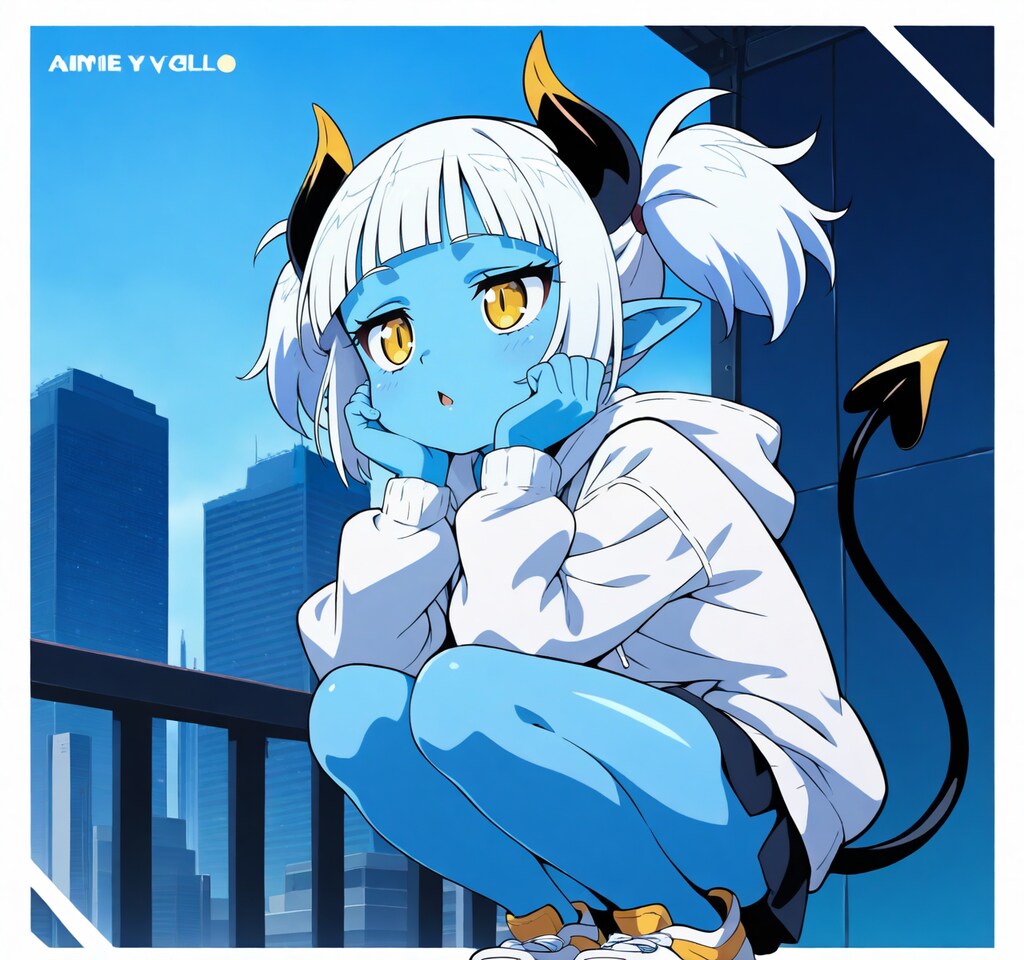 しゃがんでいるシェイラちゃん