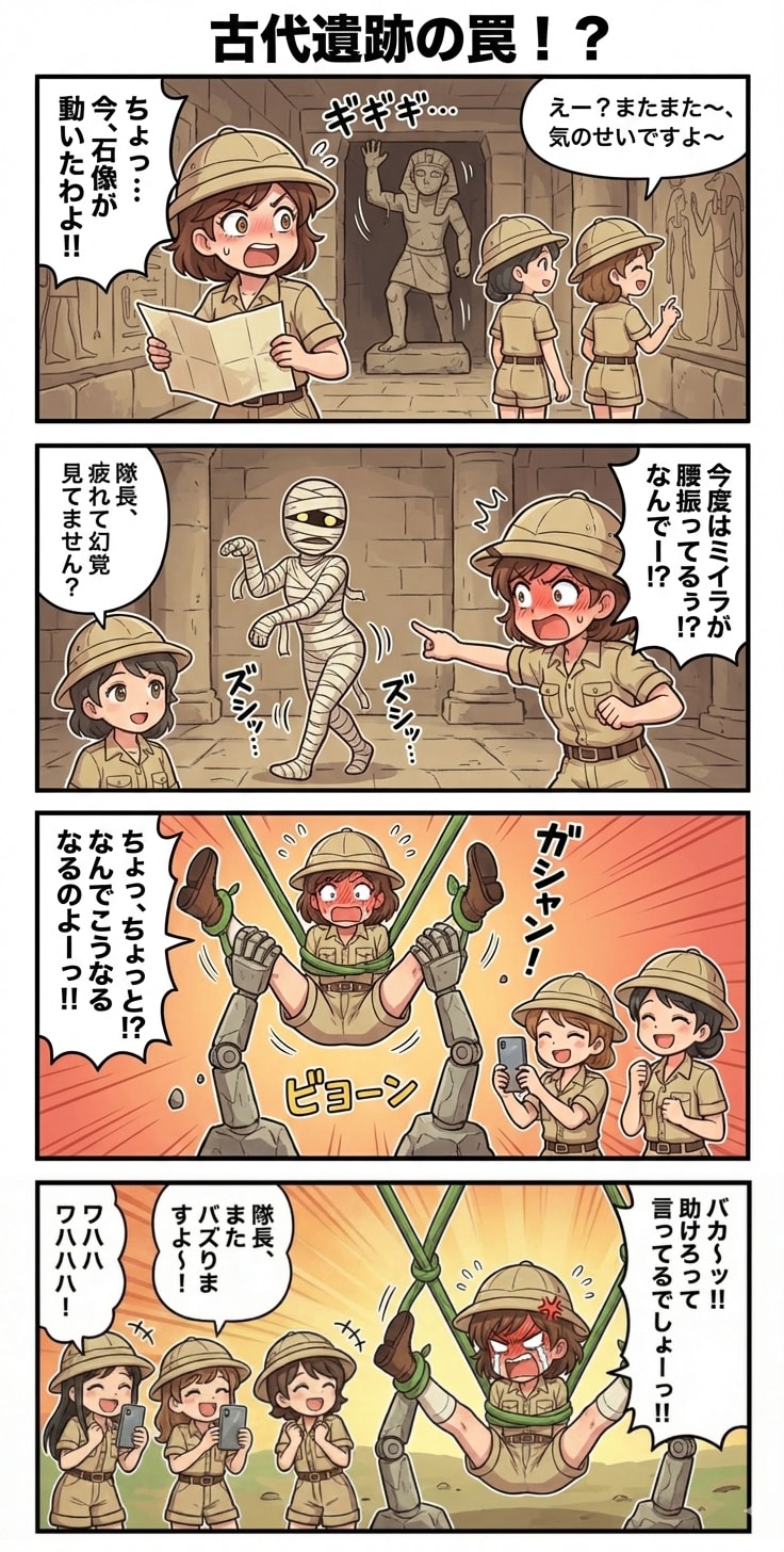 古代遺跡の罠！？（四コマ漫画【たた８】１８の２） | の人気AIイラスト・グラビア