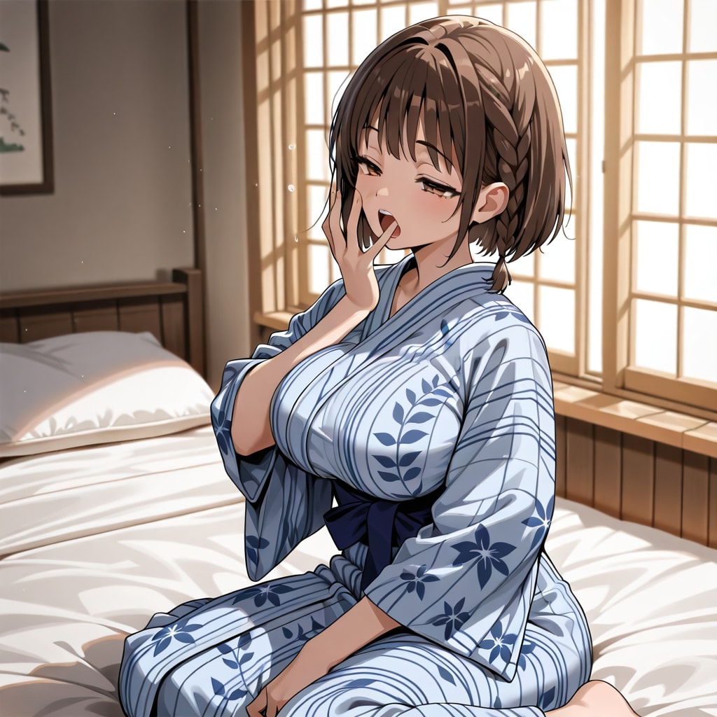 割烹着の妻　寝起きのサラさん | の人気AIイラスト・グラビア