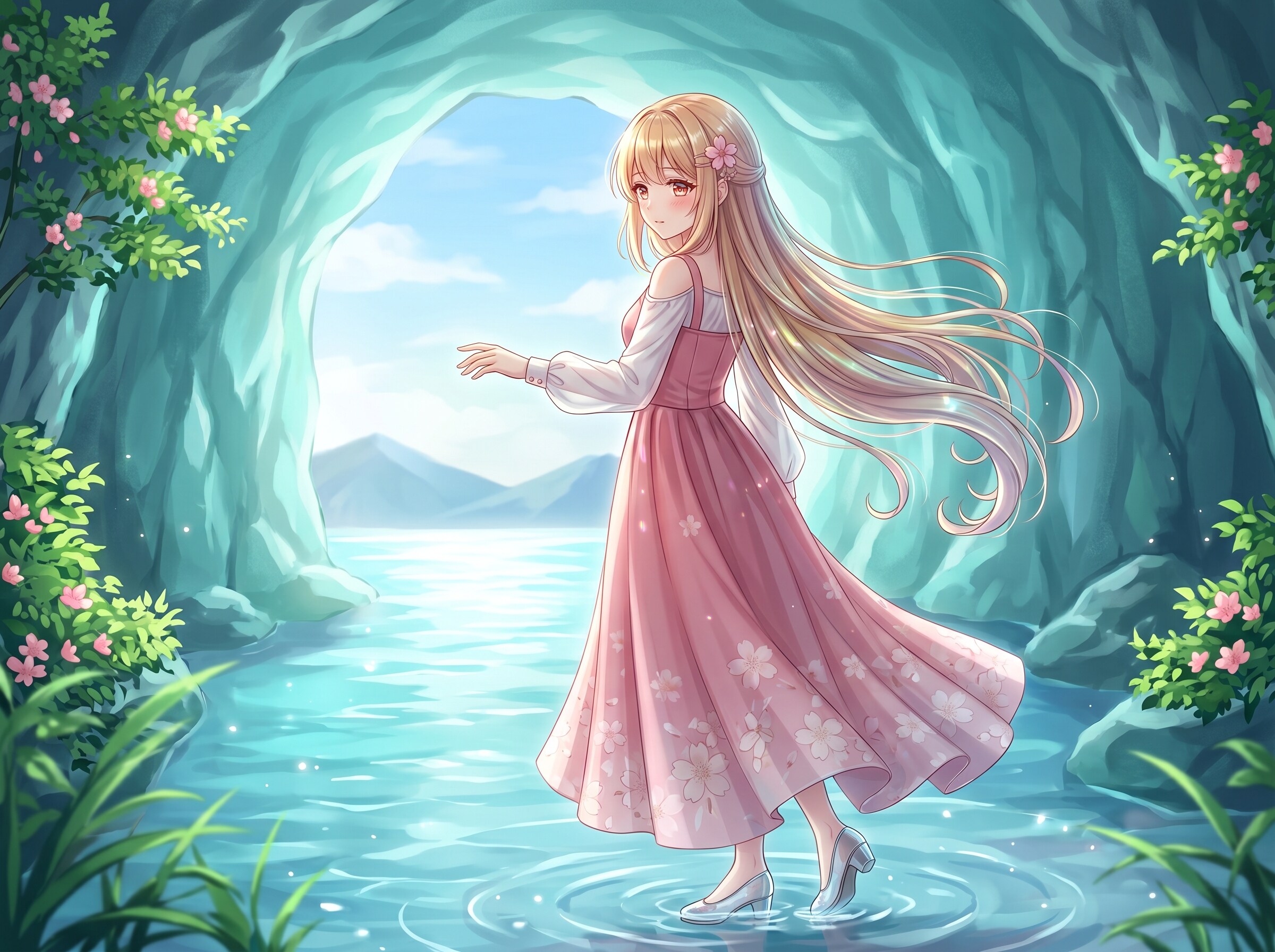 洞窟に咲く光の花 | の人気AIイラスト・グラビア