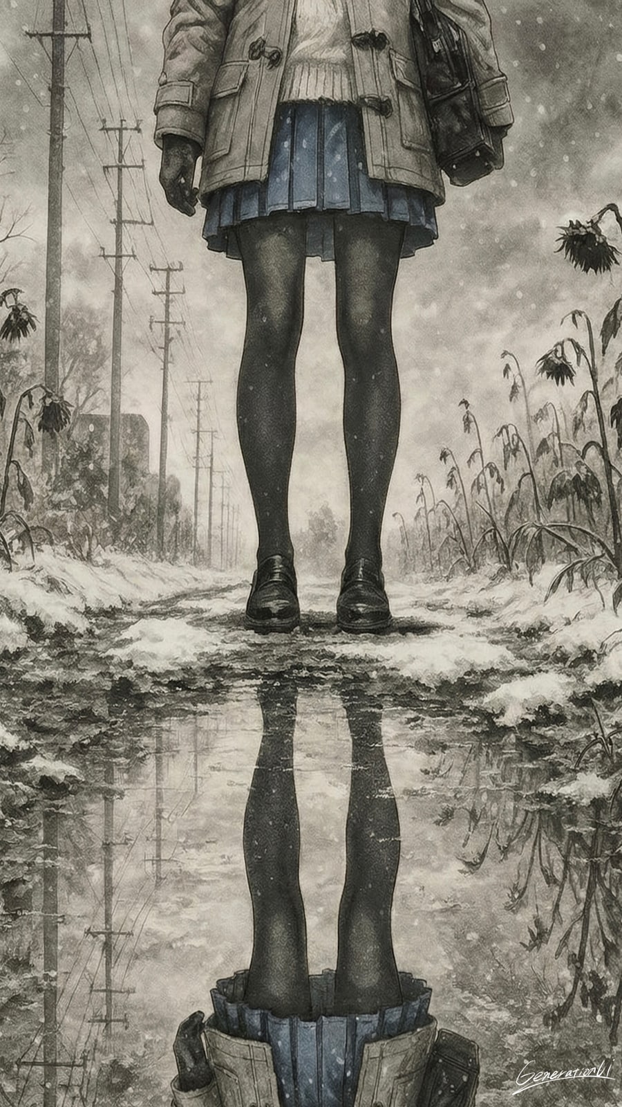 上を向いても、下を向いても冬／スマホ壁紙アーカイブ | の人気AIイラスト・グラビア