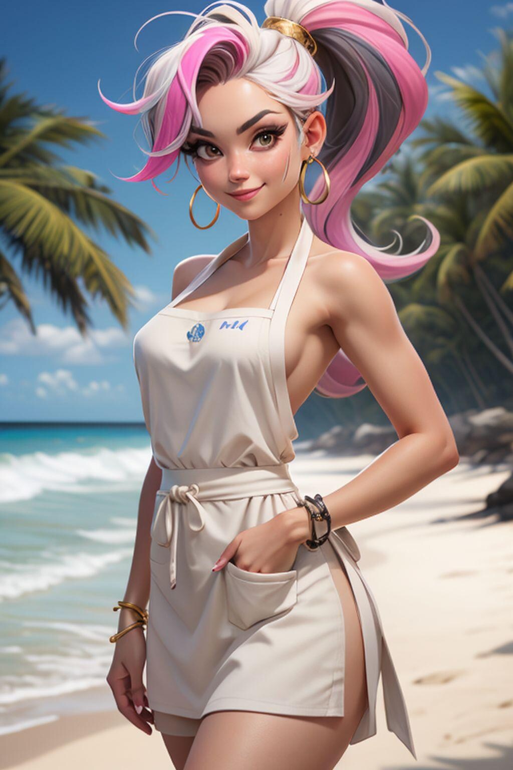 フィギア風、裸エプロンのお姉さん３