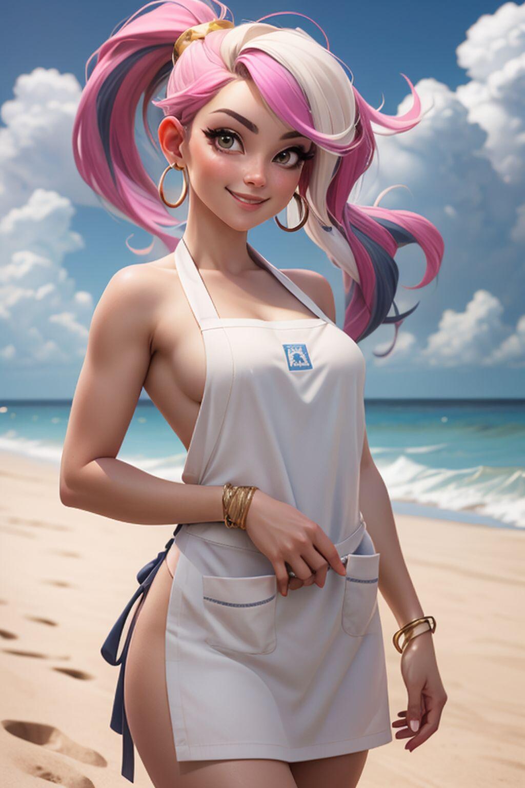 フィギア風、裸エプロンのお姉さん３